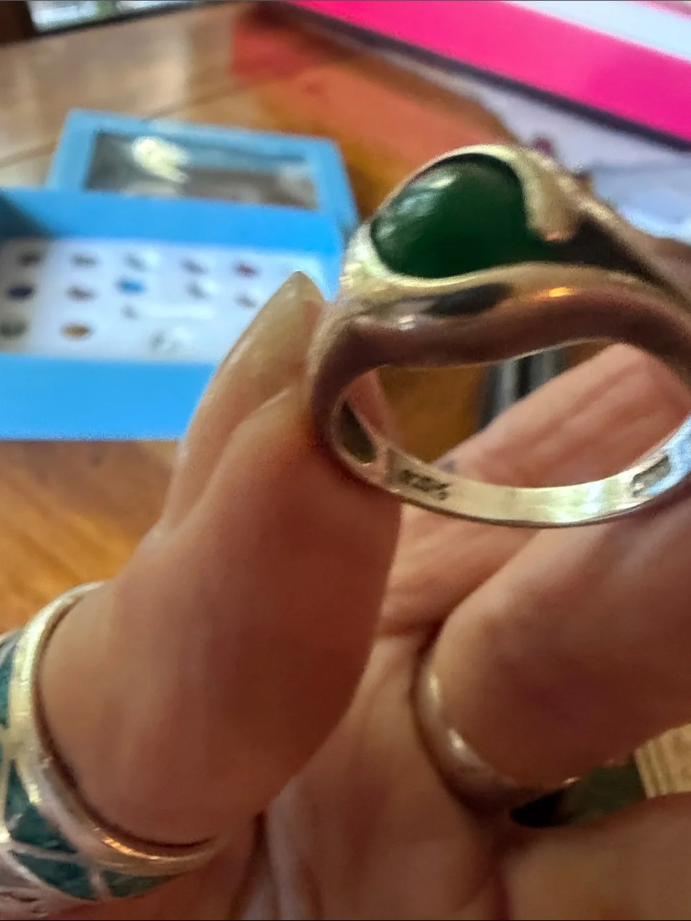 Sterling Silver Interchangeable Green Gem Ring